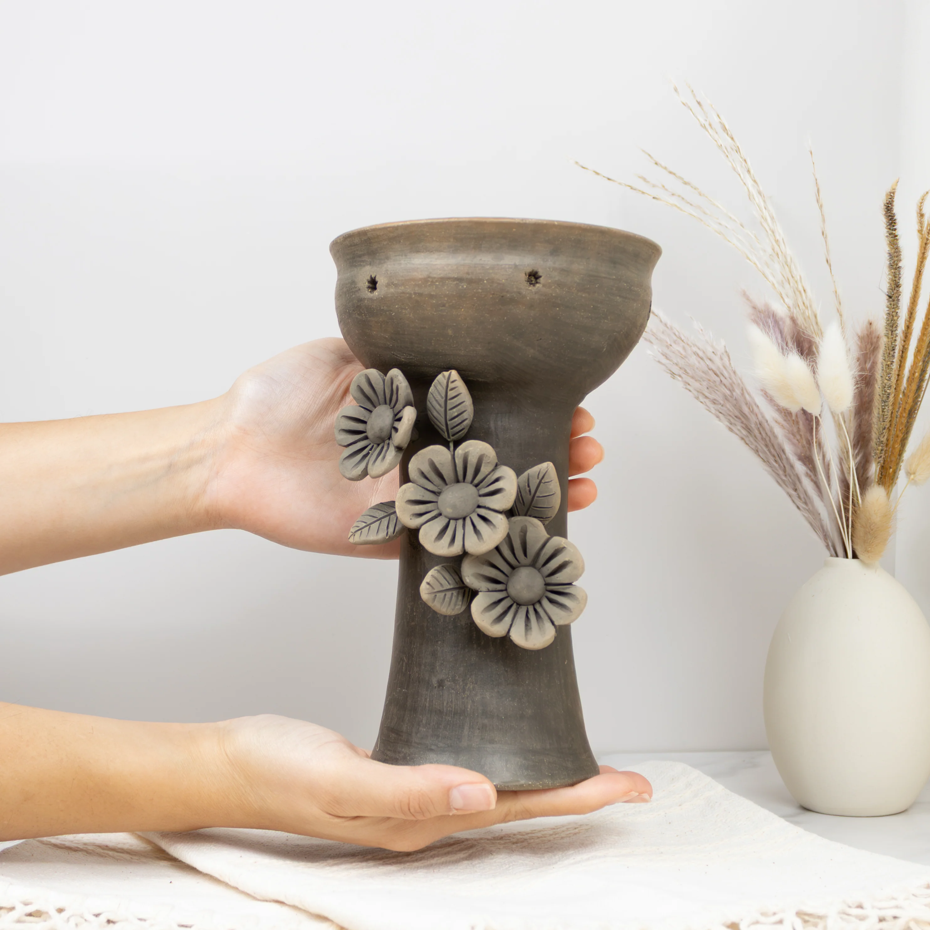 Atzompa Flower Clay Copalera, Incense Holder - Image 3