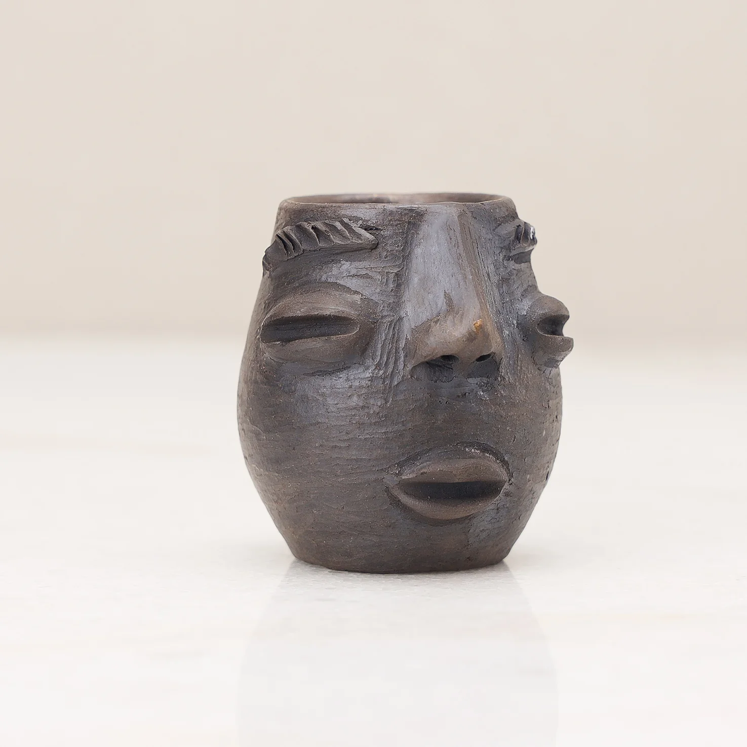 Atzompa Portrait Face Clay Mezcal Shot Glass - Image 13