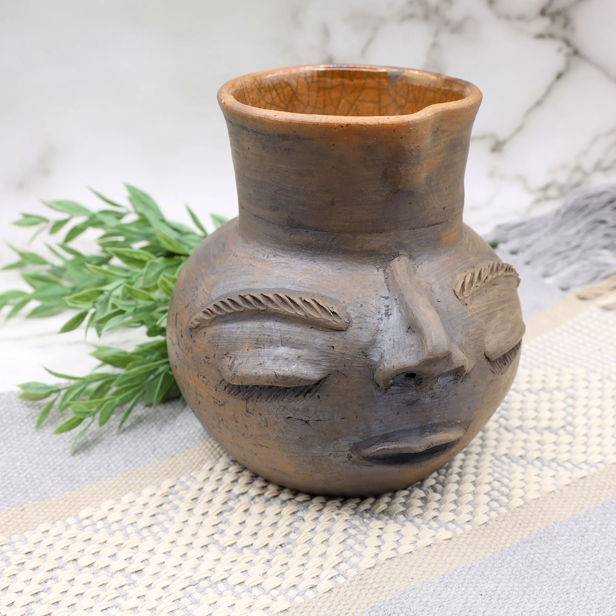 Atzompa Portrait Face Clay Pitcher - Image 6