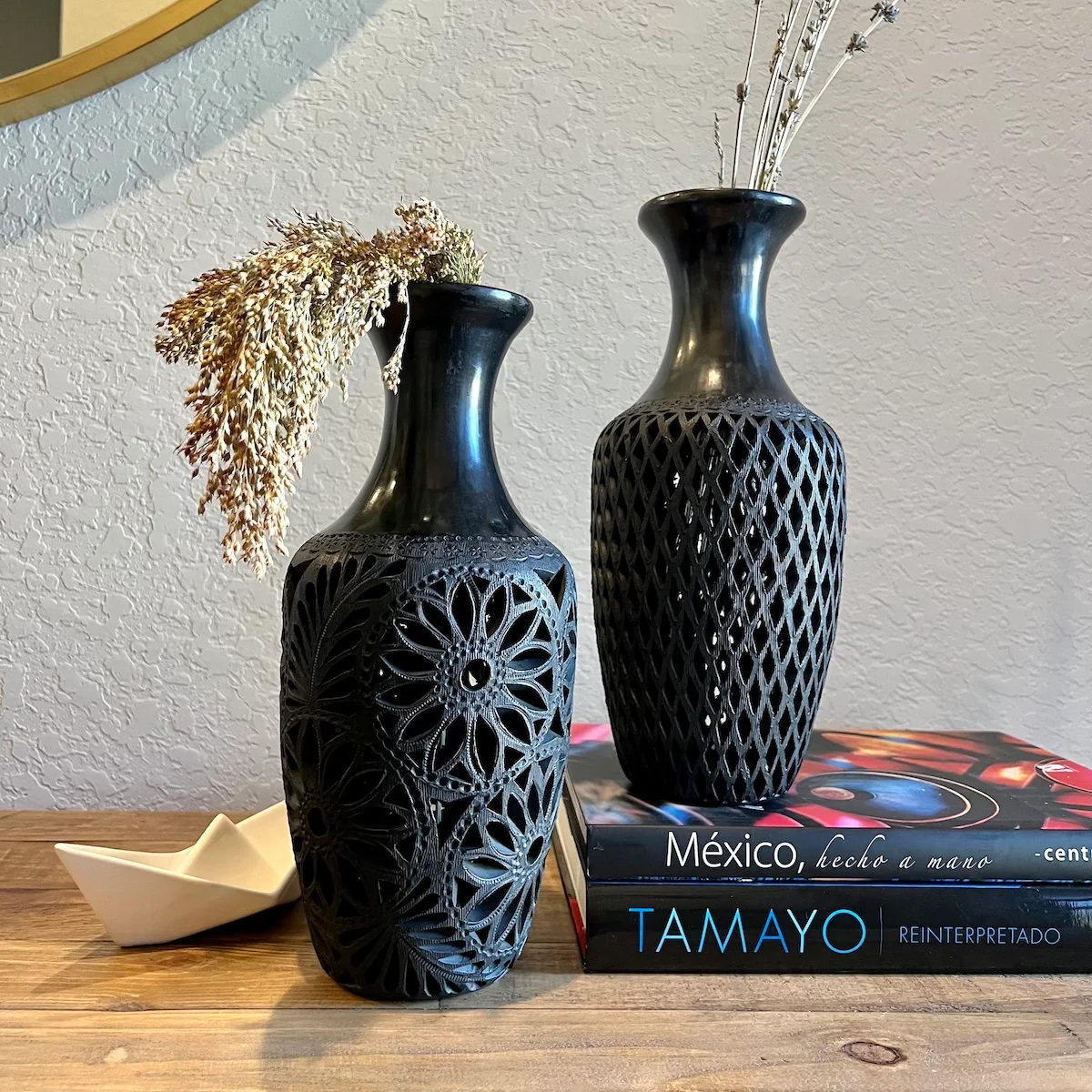 Barro Negro, Black Clay Openwork Decorative Vase - Image 5