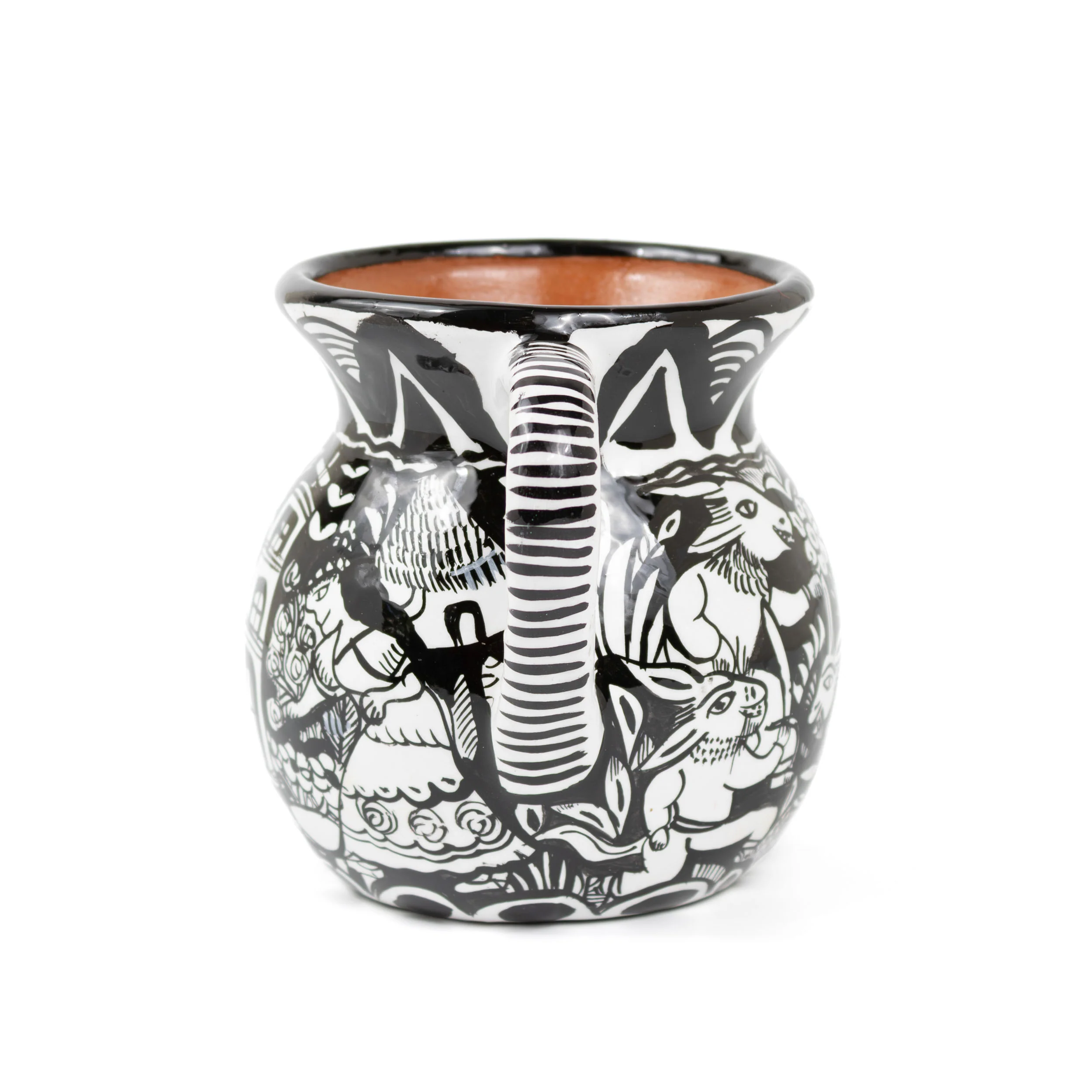 Black and White Storytelling Xalitla Clay Jarrito Mug - Image 5