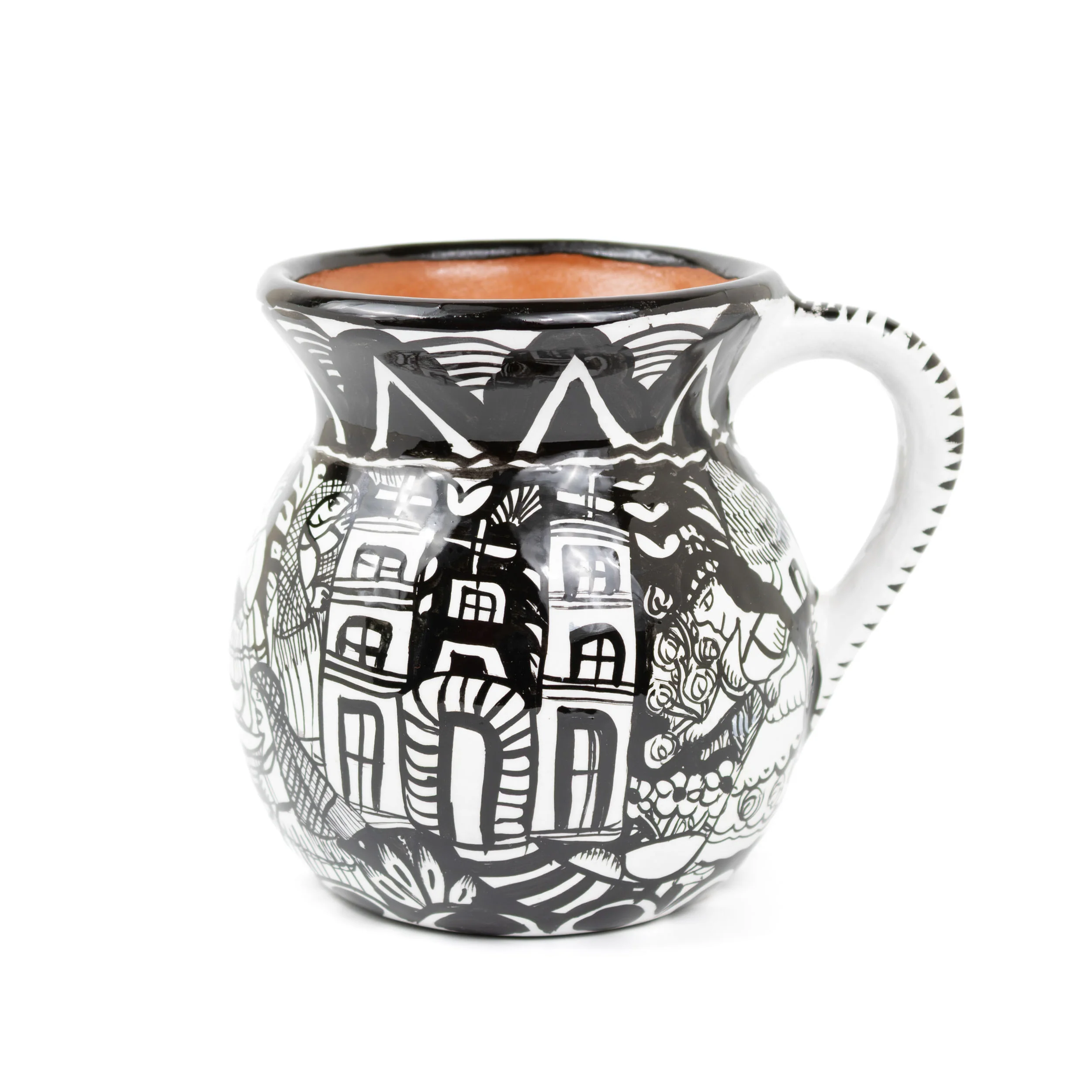 Black and White Storytelling Xalitla Clay Jarrito Mug - Image 6