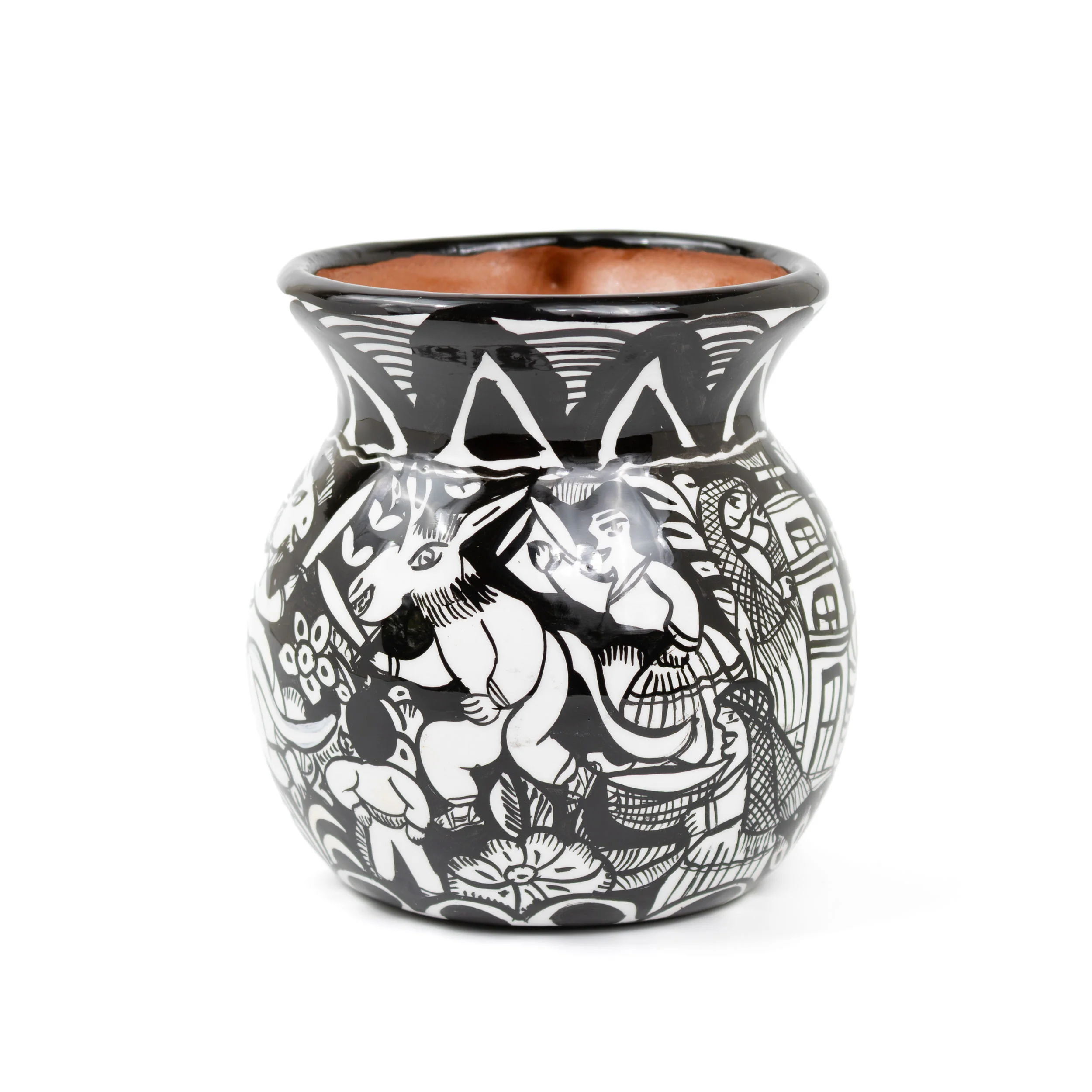 Black and White Storytelling Xalitla Clay Jarrito Mug - Image 7