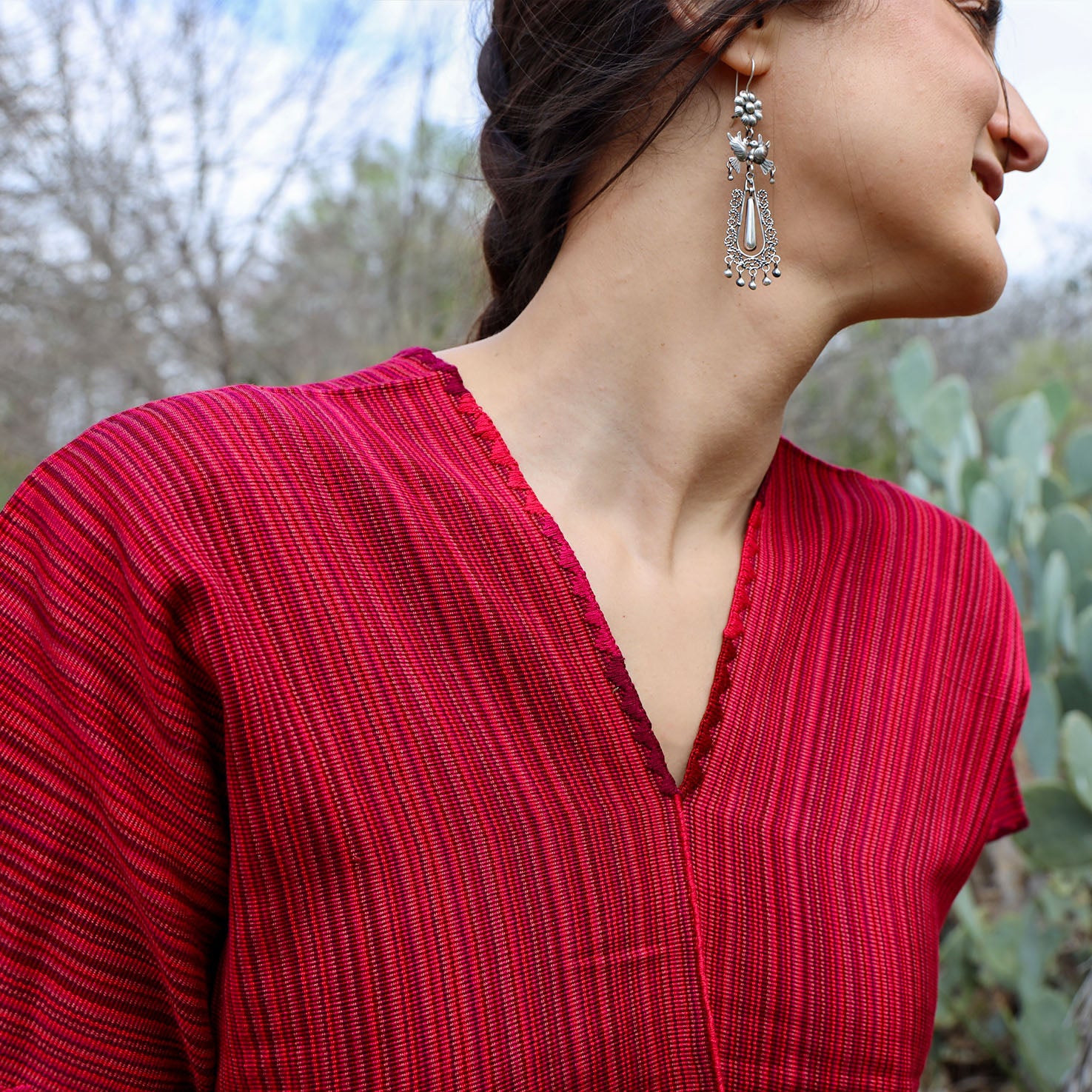 Bonita Lines Cropped Huipil Blouse - Image 3