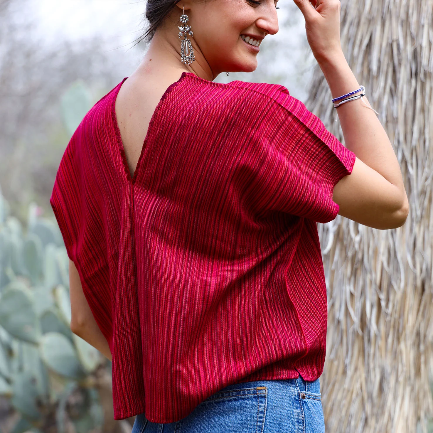 Bonita Lines Cropped Huipil Blouse - Image 5