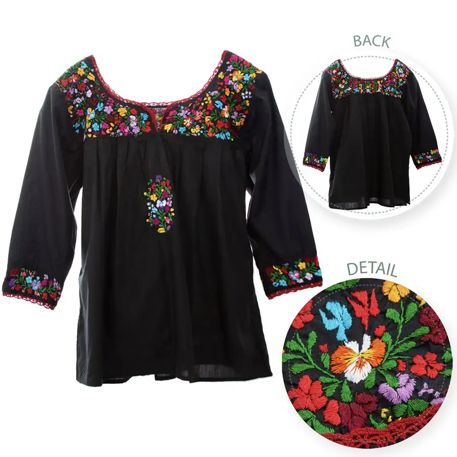 Camila Hand-Embroidered 3/4 Sleeve Blouse - Image 13