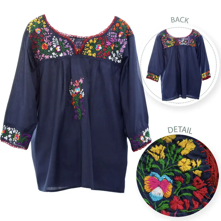 Camila Hand-Embroidered 3/4 Sleeve Blouse - Image 14
