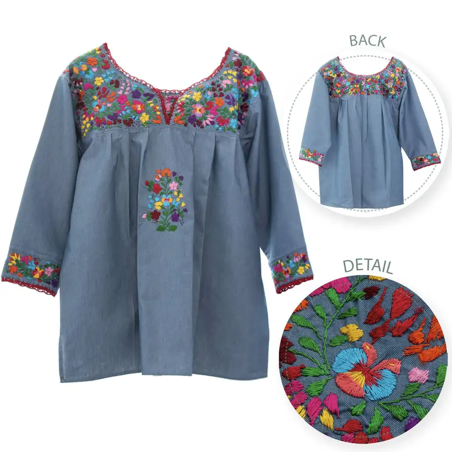 Camila Hand-Embroidered 3/4 Sleeve Blouse - Image 15