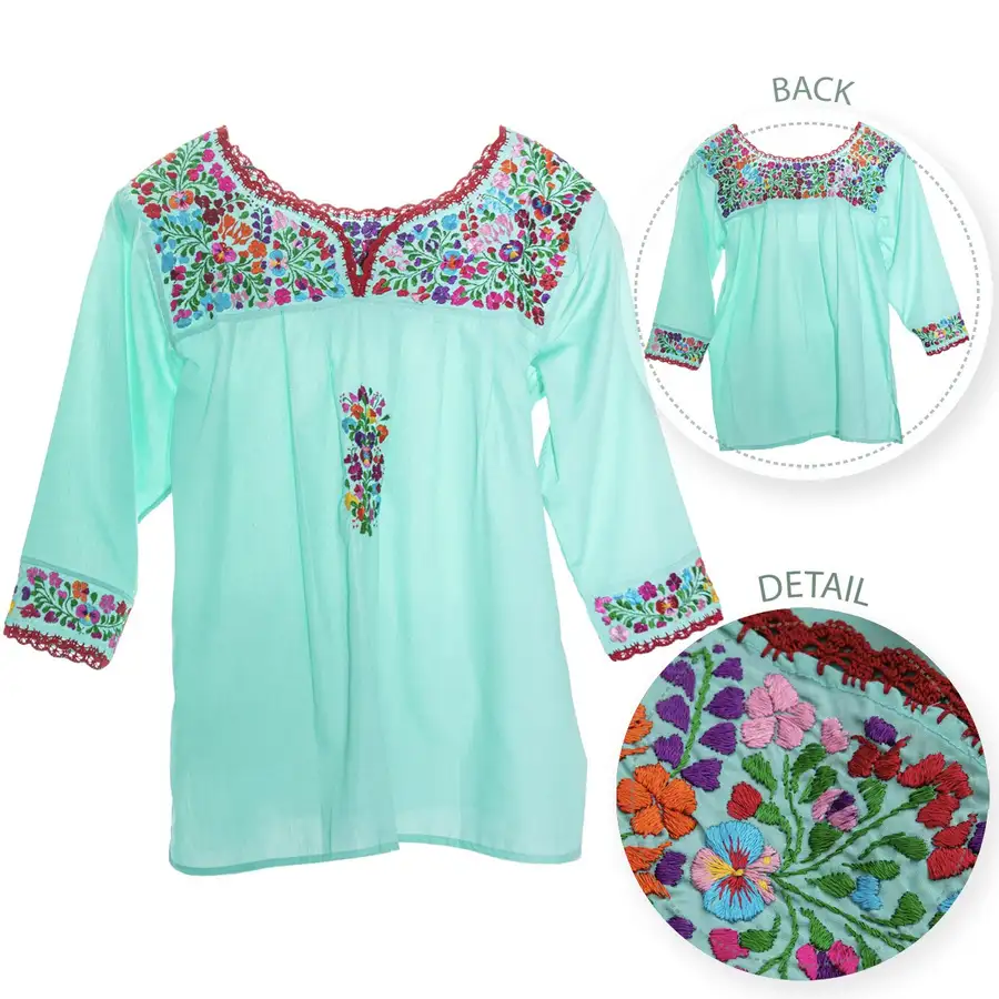 Camila Hand-Embroidered 3/4 Sleeve Blouse - Image 17