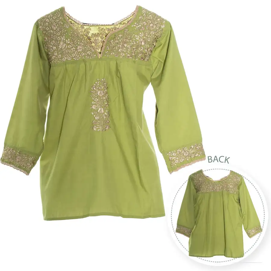 Camila Hand-Embroidered 3/4 Sleeve Blouse - Image 18