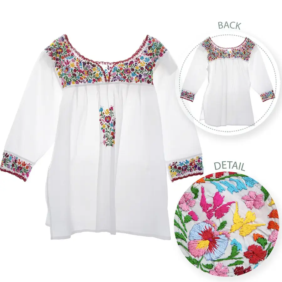 Camila Hand-Embroidered 3/4 Sleeve Blouse - Image 20