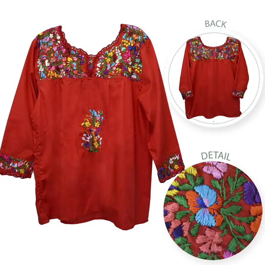 Camila Hand-Embroidered 3/4 Sleeve Blouse - Image 22