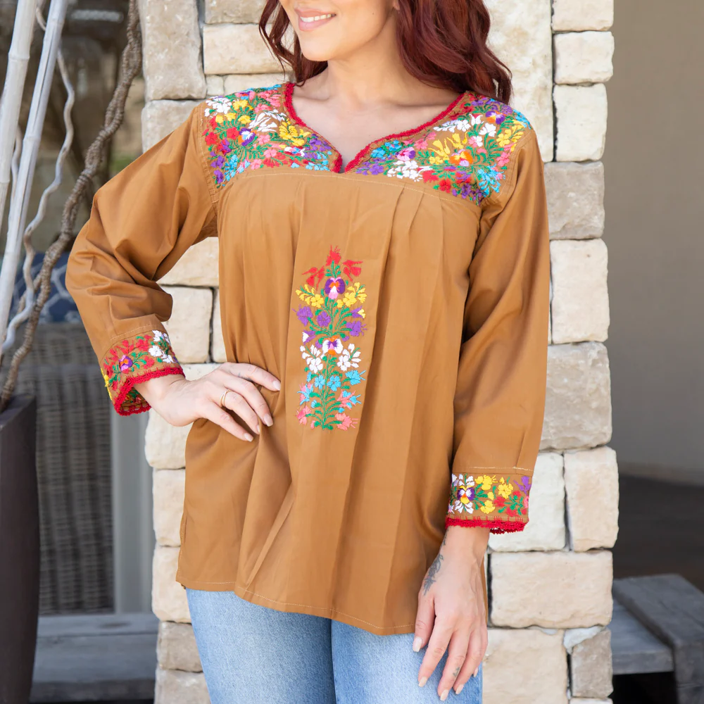 Camila Hand-Embroidered 3/4 Sleeve Blouse - Image 3