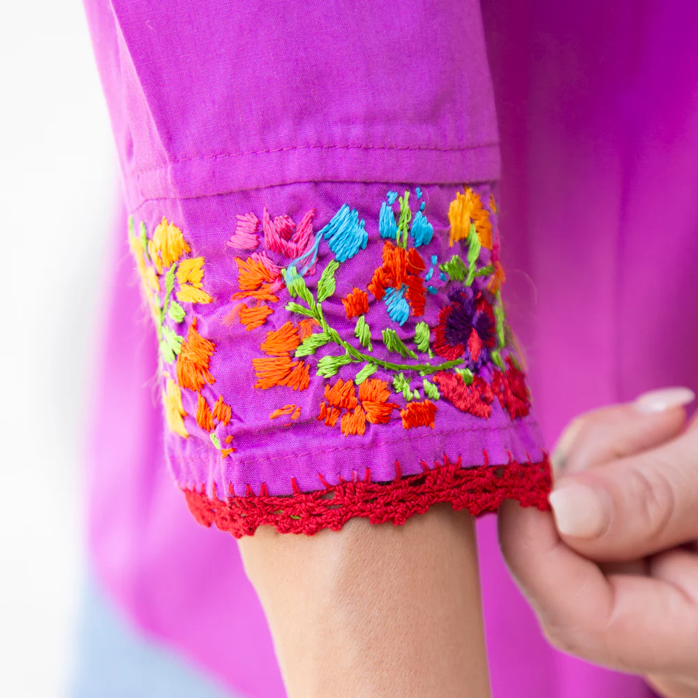 Camila Hand-Embroidered 3/4 Sleeve Blouse - Image 5