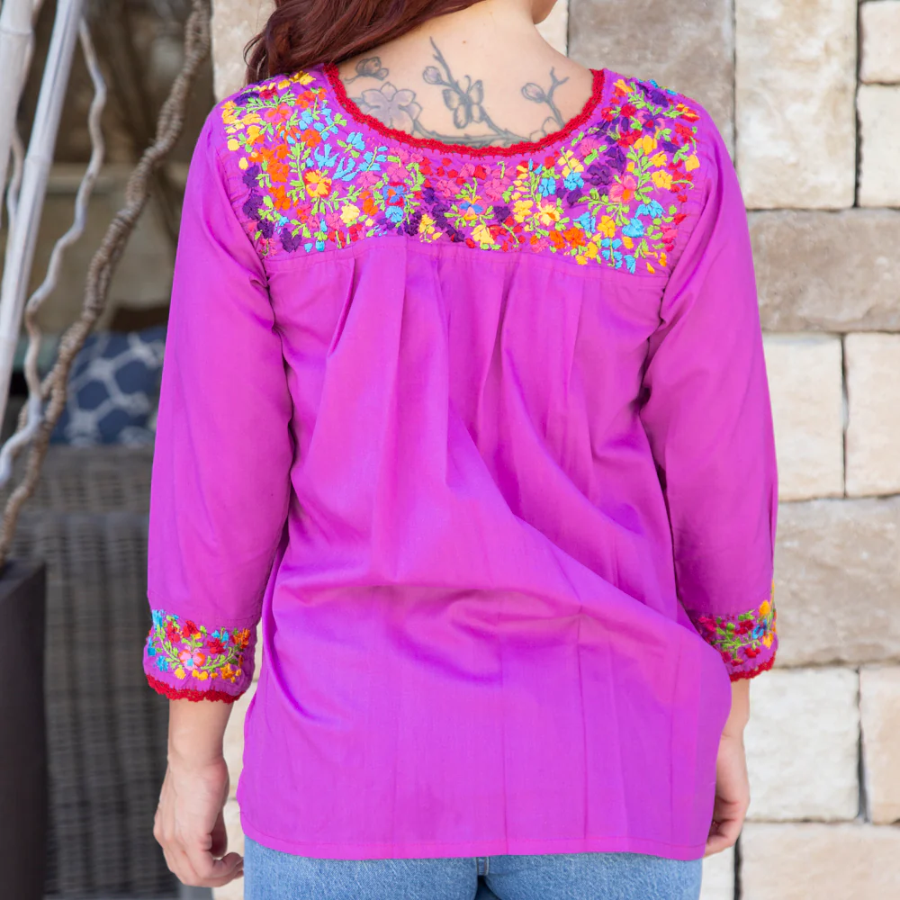 Camila Hand-Embroidered 3/4 Sleeve Blouse - Image 6
