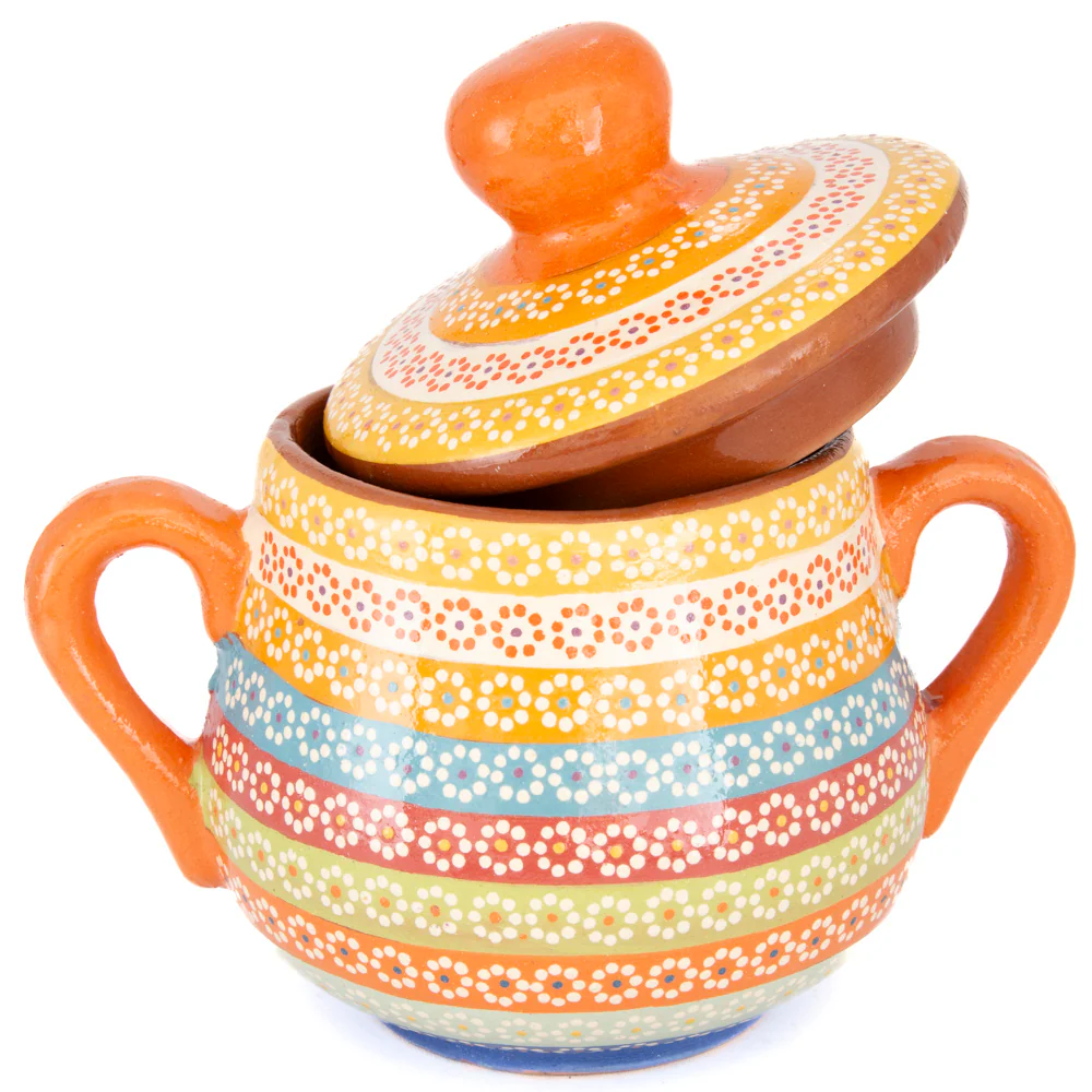 Capula Hand-Painted Clay Cookie/Sugar Jar - Image 3