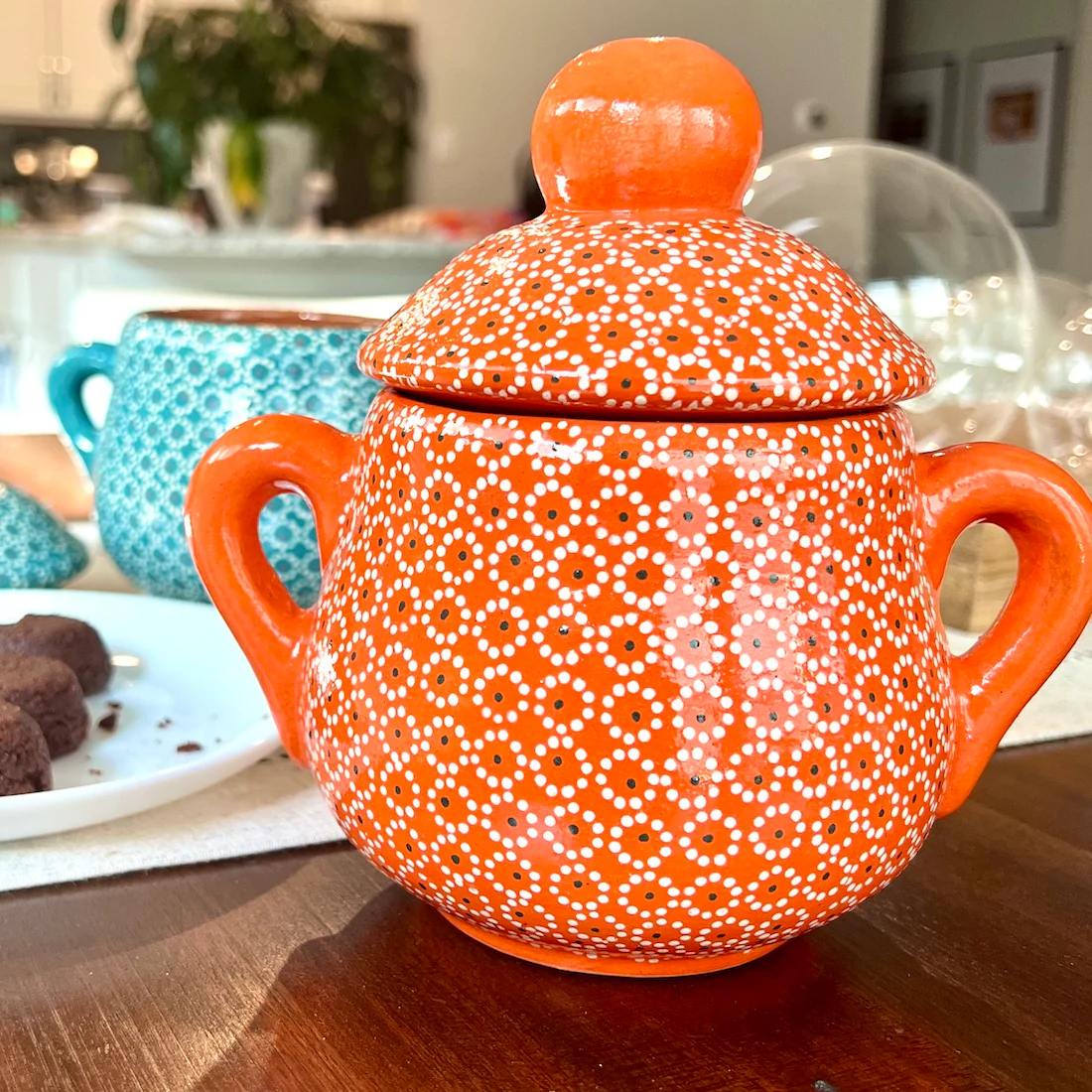 Capula Hand-Painted Clay Cookie/Sugar Jar - Image 6