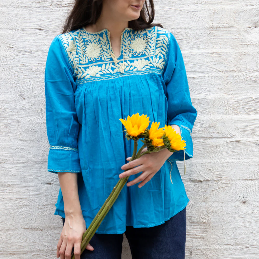 Carranza 3/4 Sleeve Embroidered Blouse - Image 10