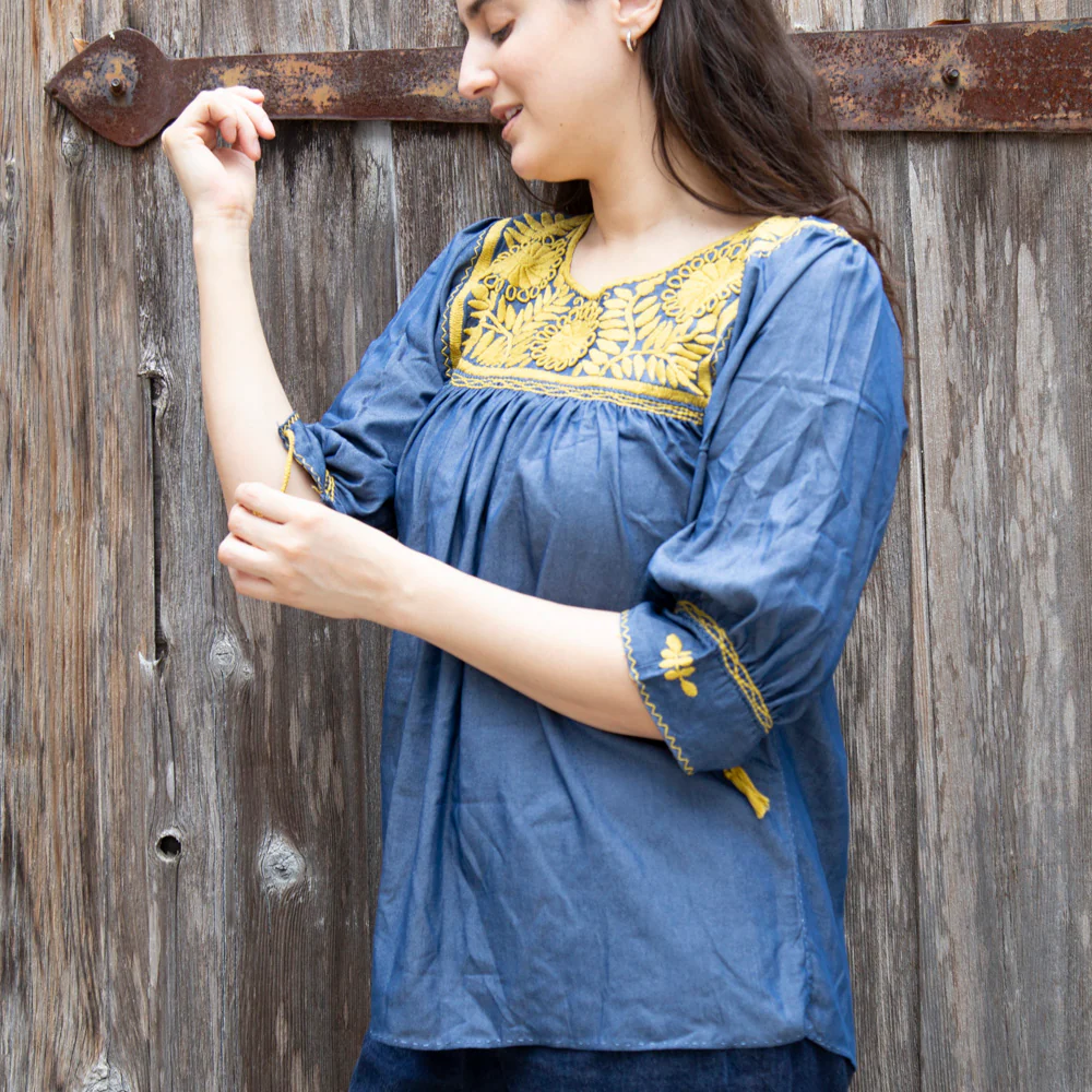 Carranza 3/4 Sleeve Embroidered Blouse - Image 12