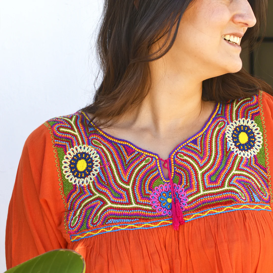 Carranza 3/4 Sleeve Embroidered Blouse - Image 14