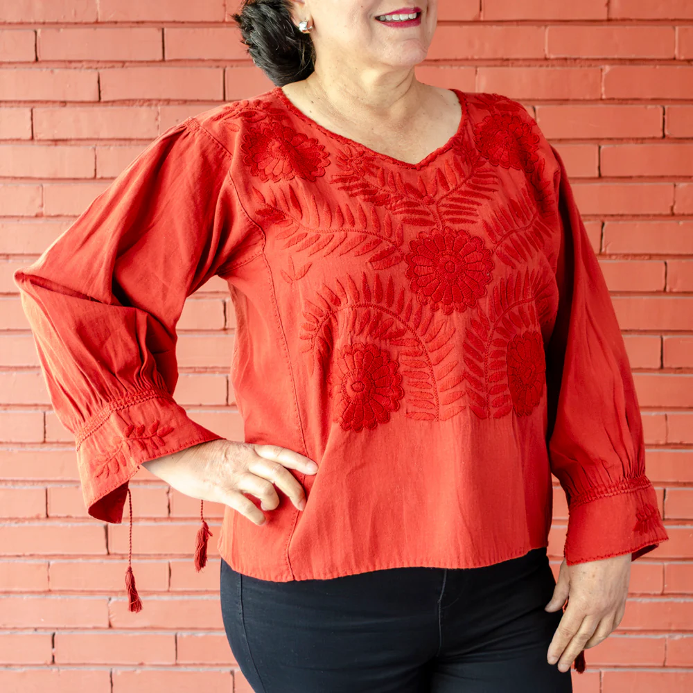 Carranza 3/4 Sleeve Embroidered Blouse - Image 27