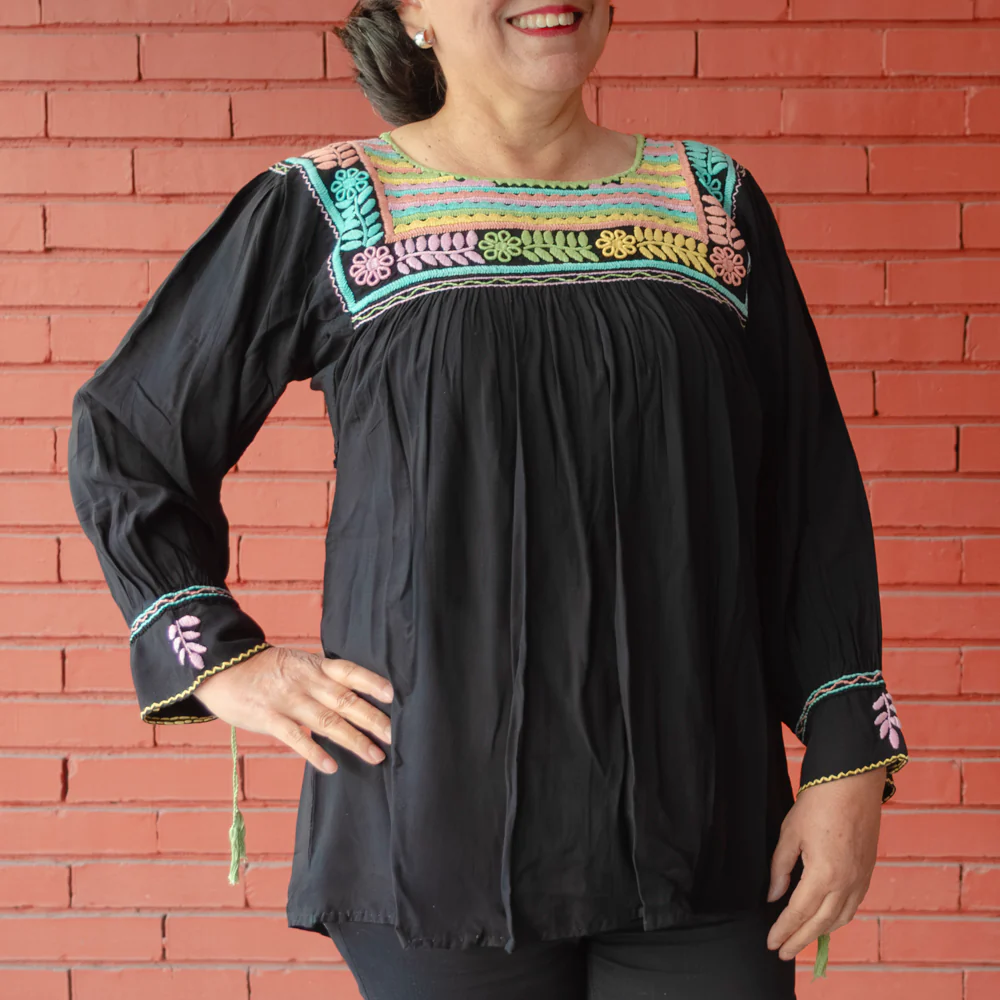 Carranza 3/4 Sleeve Embroidered Blouse - Image 30