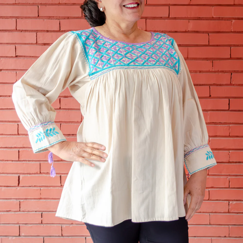 Carranza 3/4 Sleeve Embroidered Blouse - Image 38