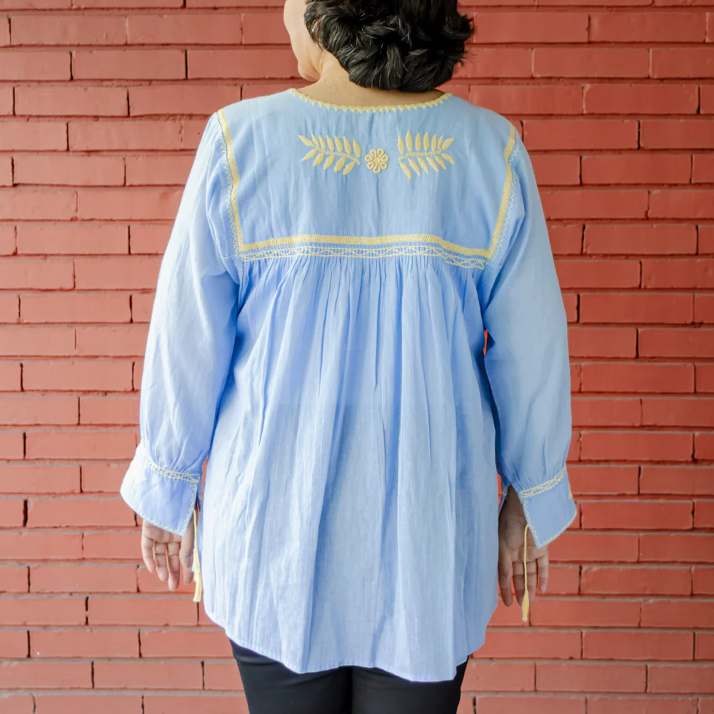 Carranza 3/4 Sleeve Embroidered Blouse - Image 4