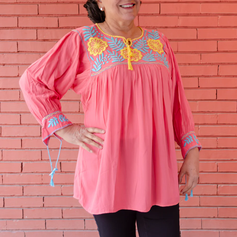 Carranza 3/4 Sleeve Embroidered Blouse - Image 41