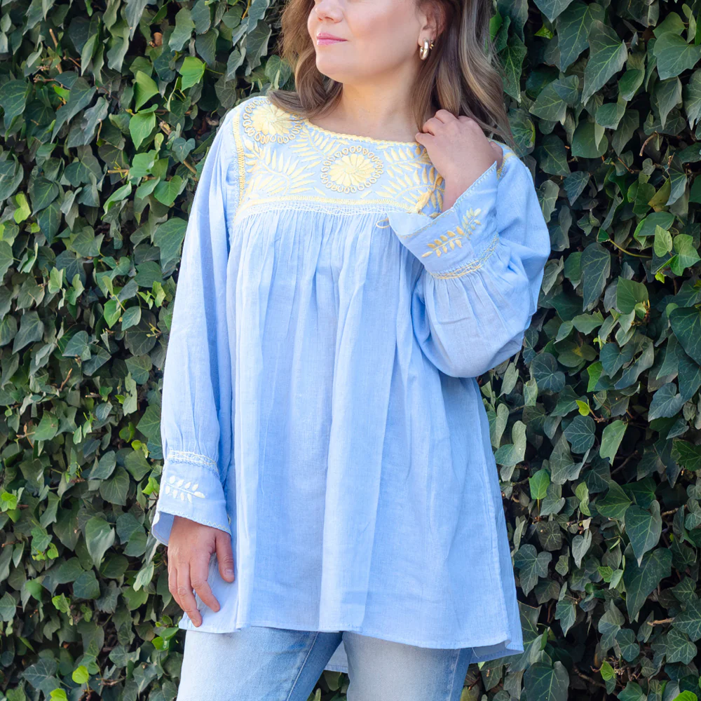 Carranza 3/4 Sleeve Embroidered Blouse - Image 6