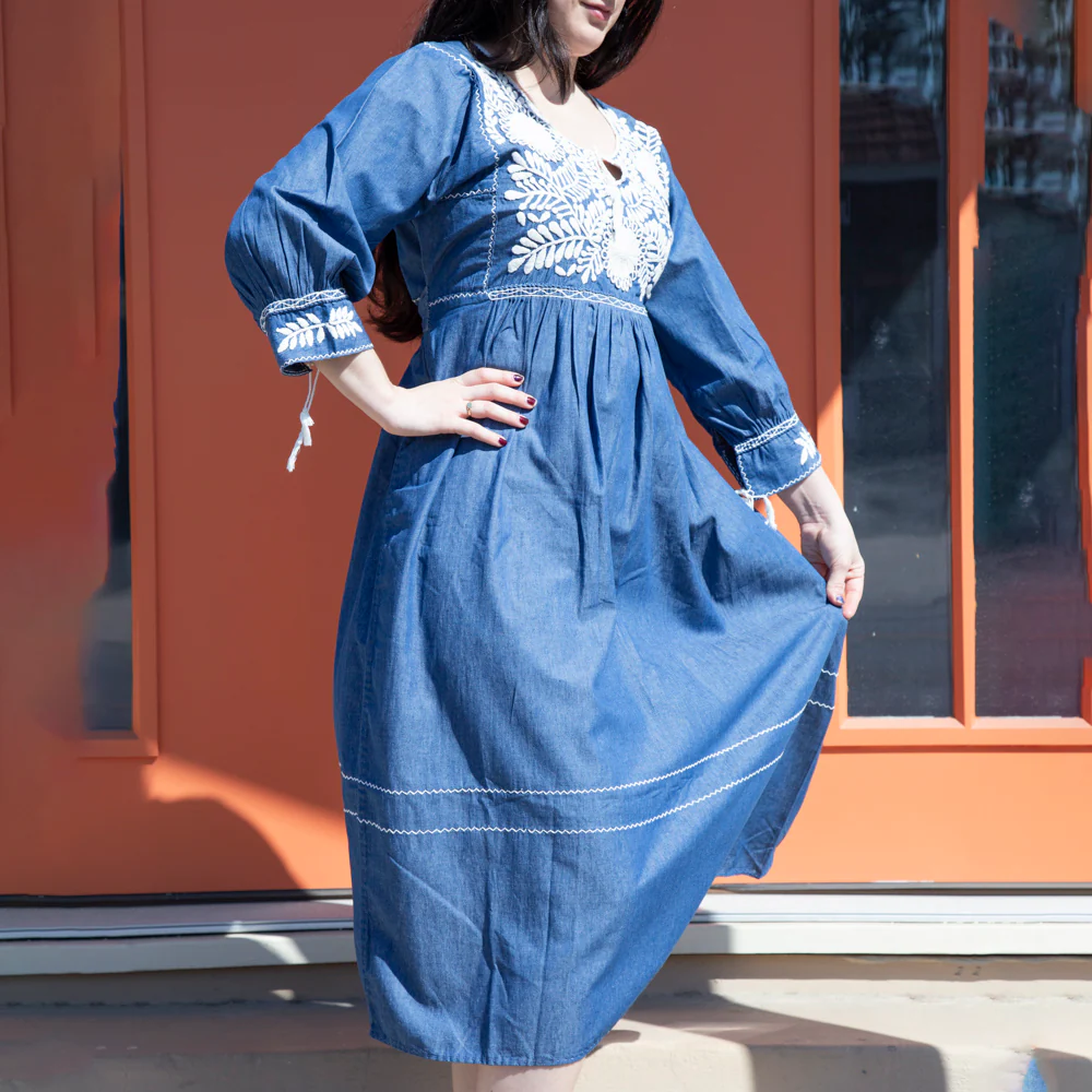 Carranza 3/4 Sleeve Embroidered Midi Dress - Image 12