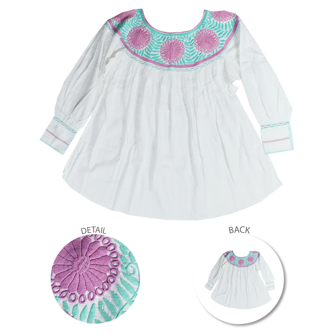 Carranza 3/4 Sleeve Embroidered Round Neckline Blouse - Image 4