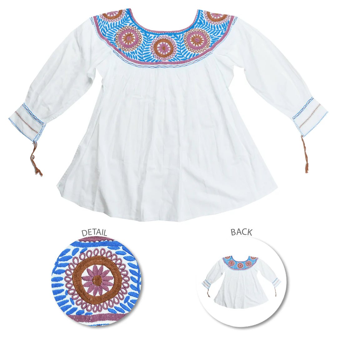 Carranza 3/4 Sleeve Embroidered Round Neckline Blouse - Image 5