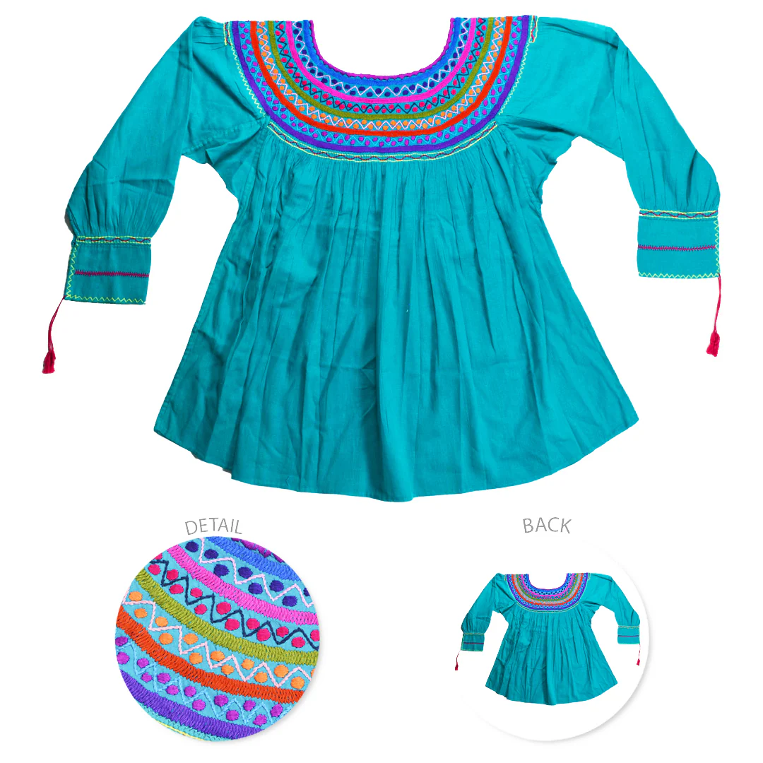 Carranza 3/4 Sleeve Embroidered Round Neckline Blouse - Image 6