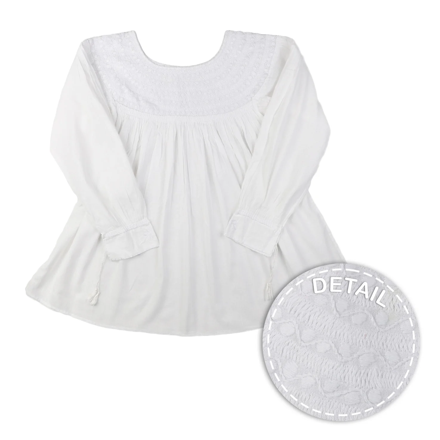 Carranza 3/4 Sleeve Embroidered Round Neckline Blouse - Image 8