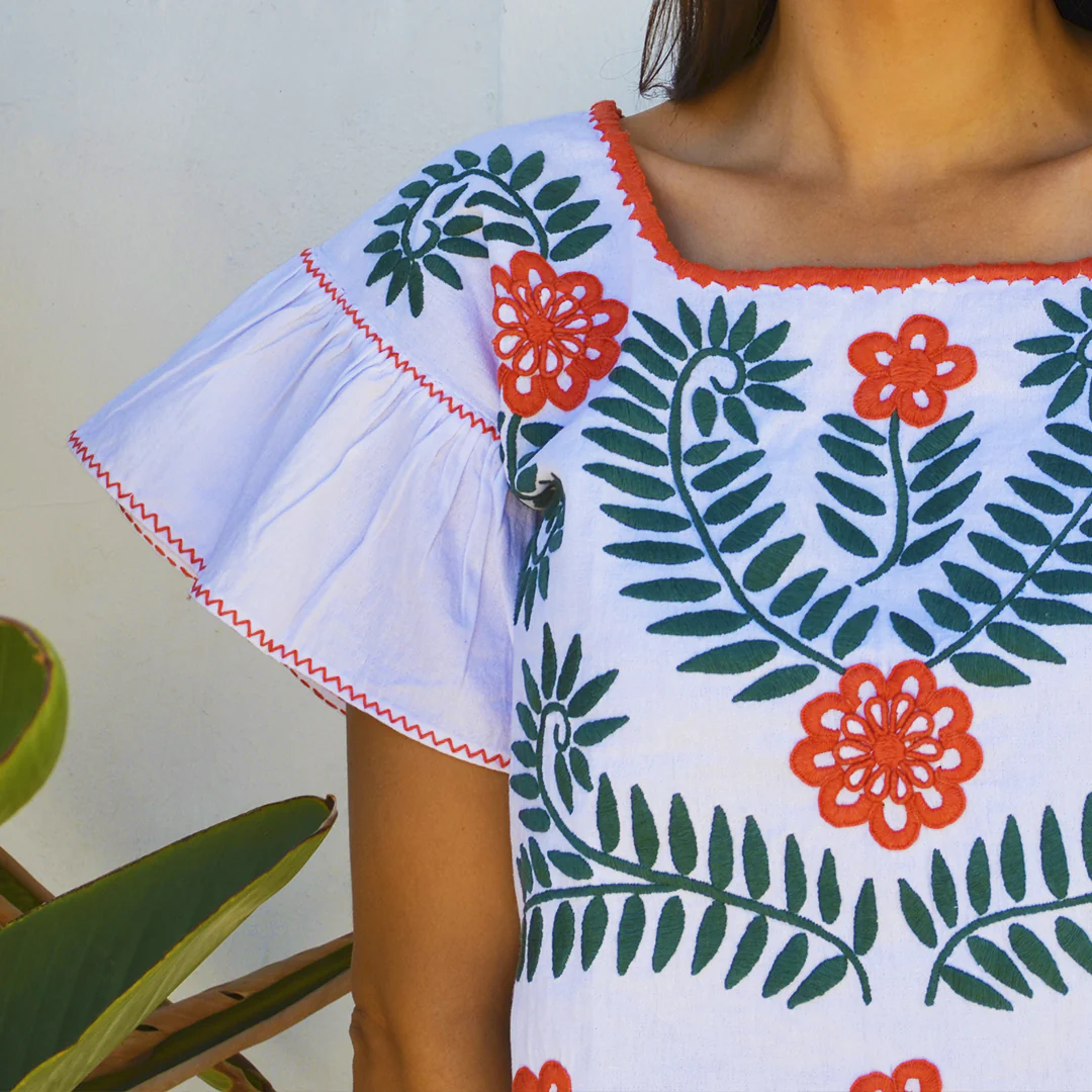 Carranza Flutter Sleeve Embroidered Cropped Blouse - Image 10