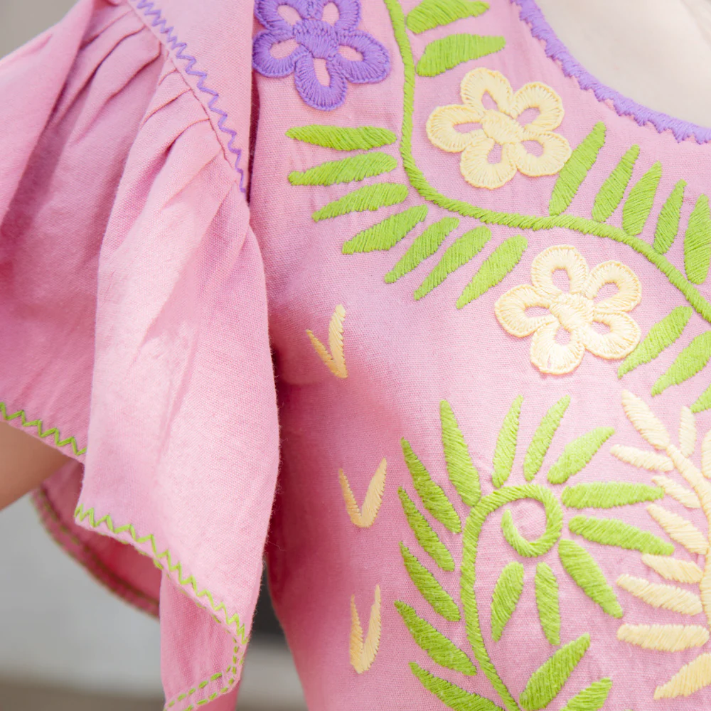 Carranza Flutter Sleeve Embroidered Cropped Blouse - Image 14