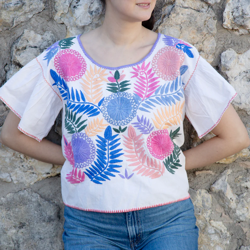 Carranza Flutter Sleeve Embroidered Cropped Blouse - Image 22