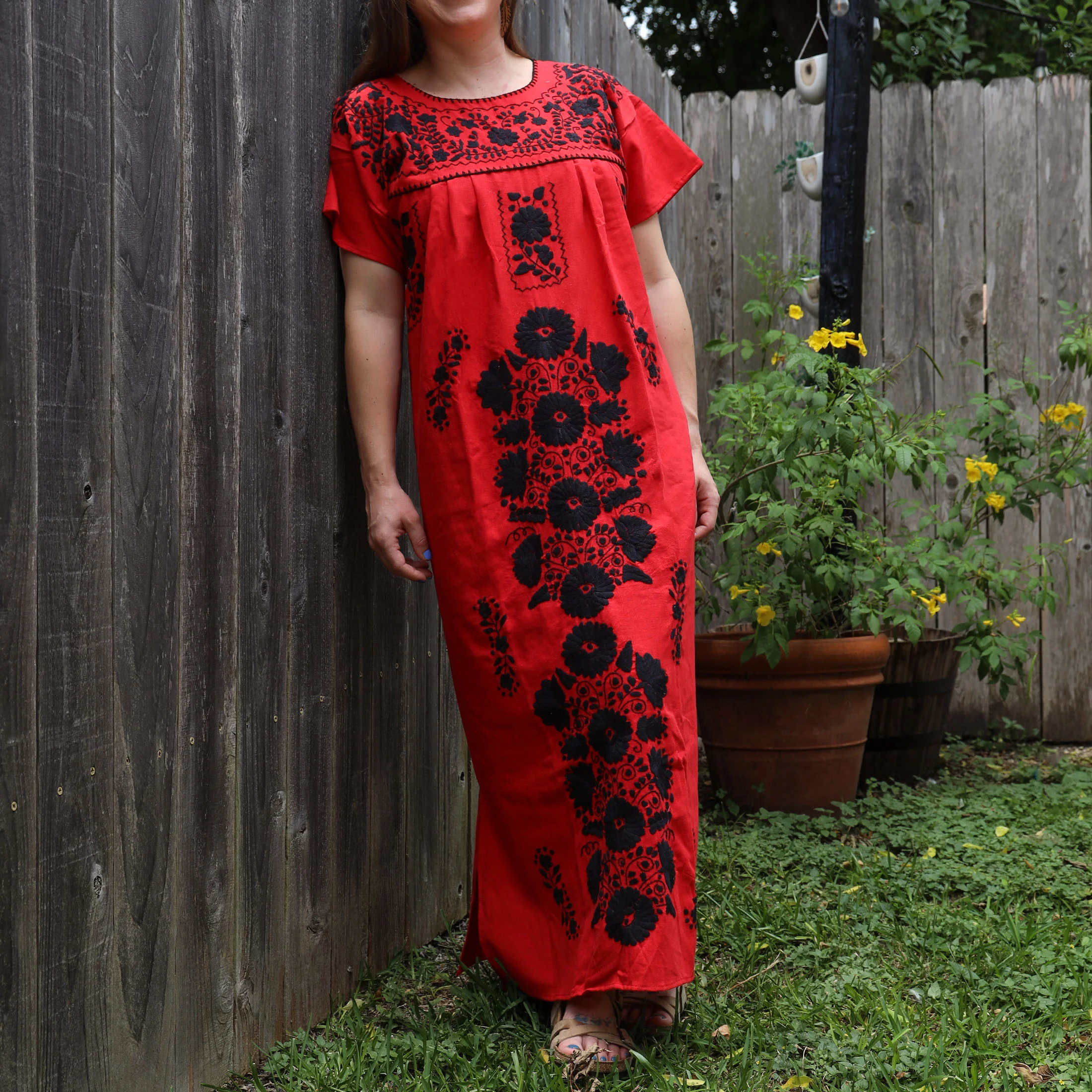 Chilac Floral Embroidered Mexican Long Dress - Image 10
