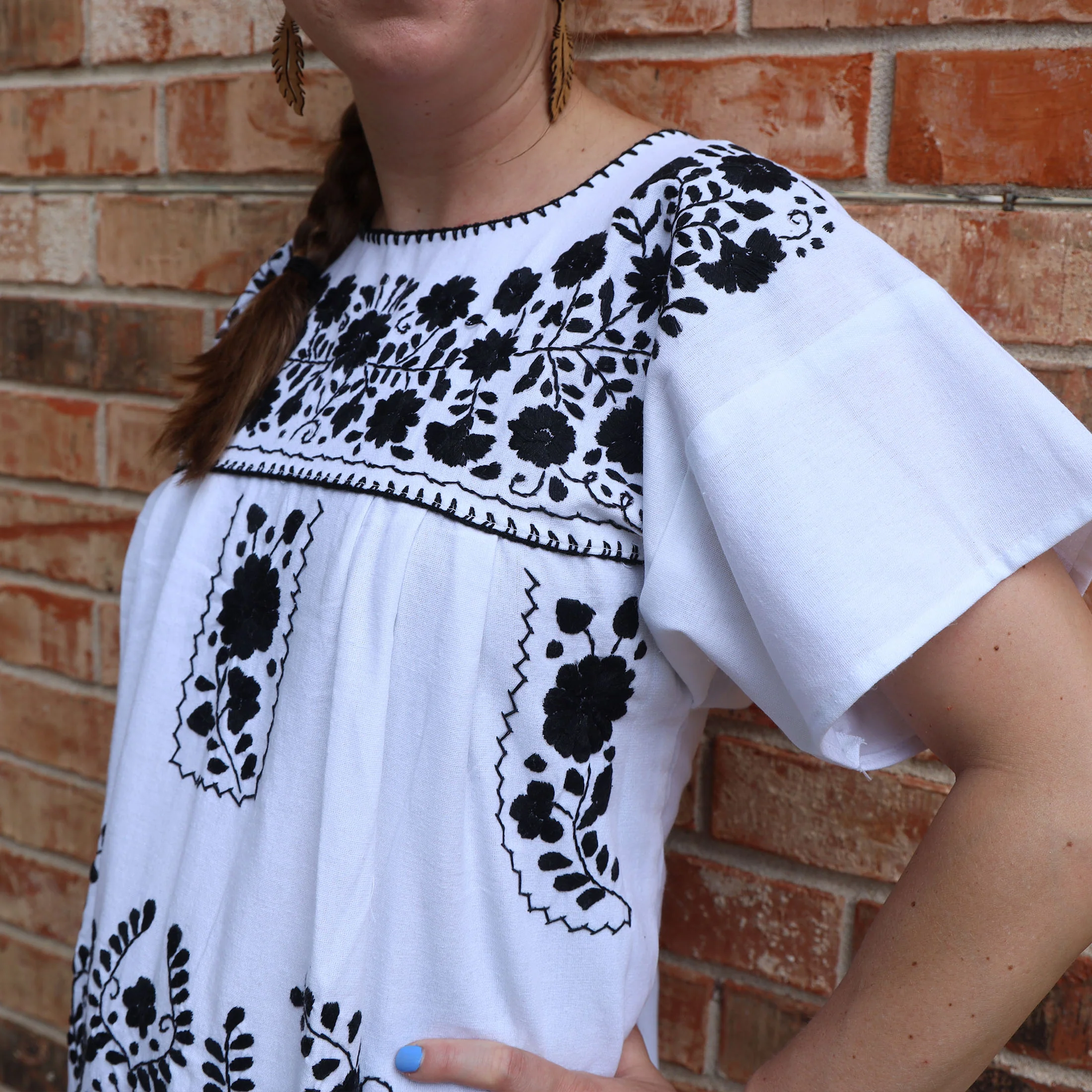 Chilac Floral Embroidered Mexican Long Dress - Image 11