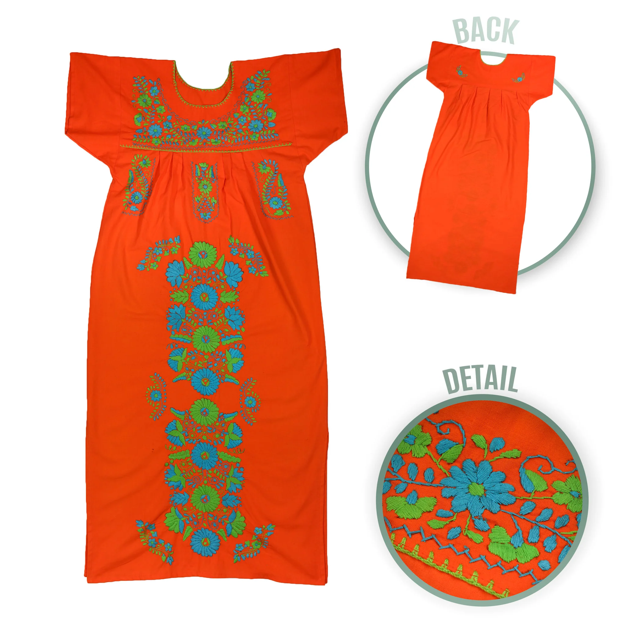 Chilac Floral Embroidered Mexican Long Dress - Image 15