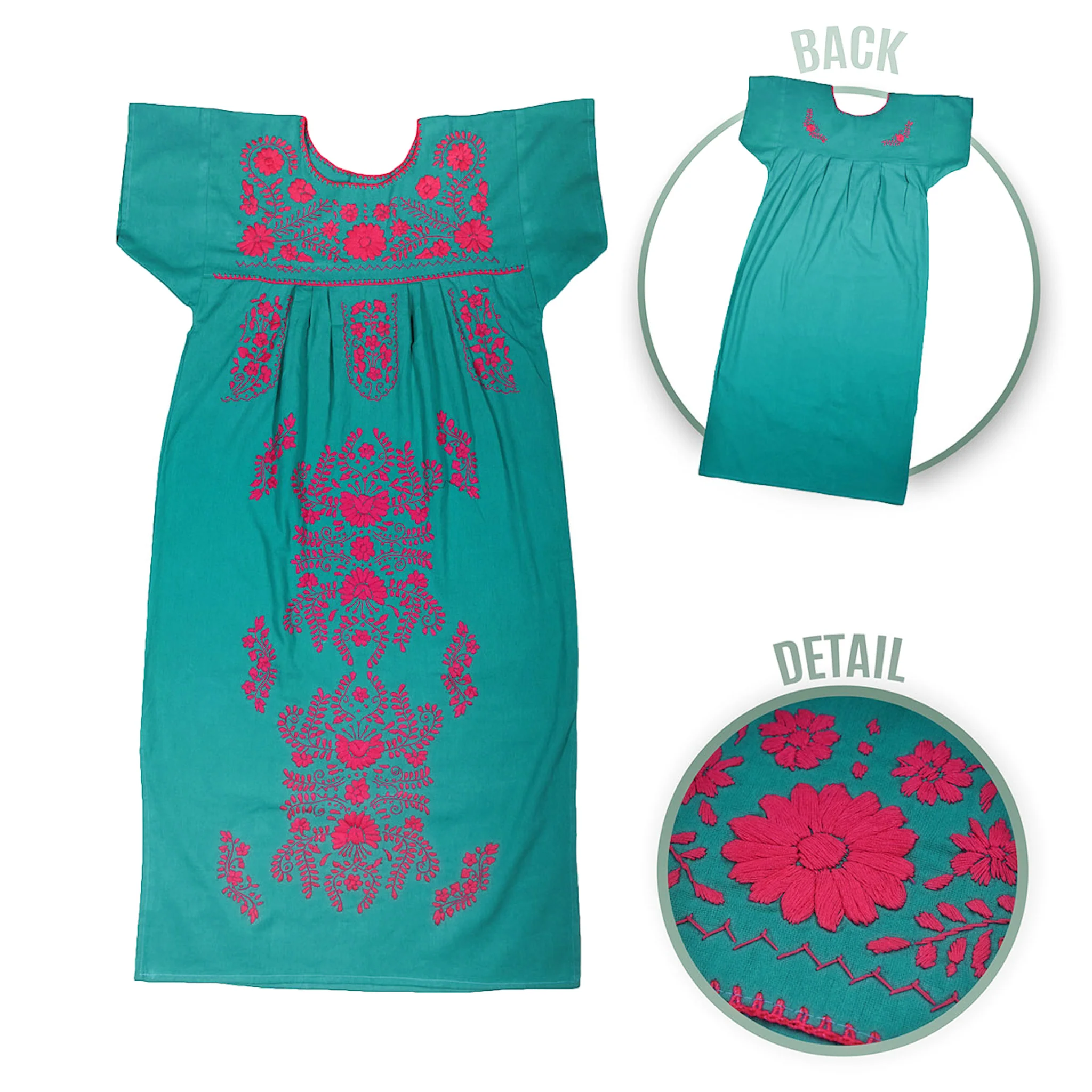 Chilac Floral Embroidered Mexican Long Dress - Image 16