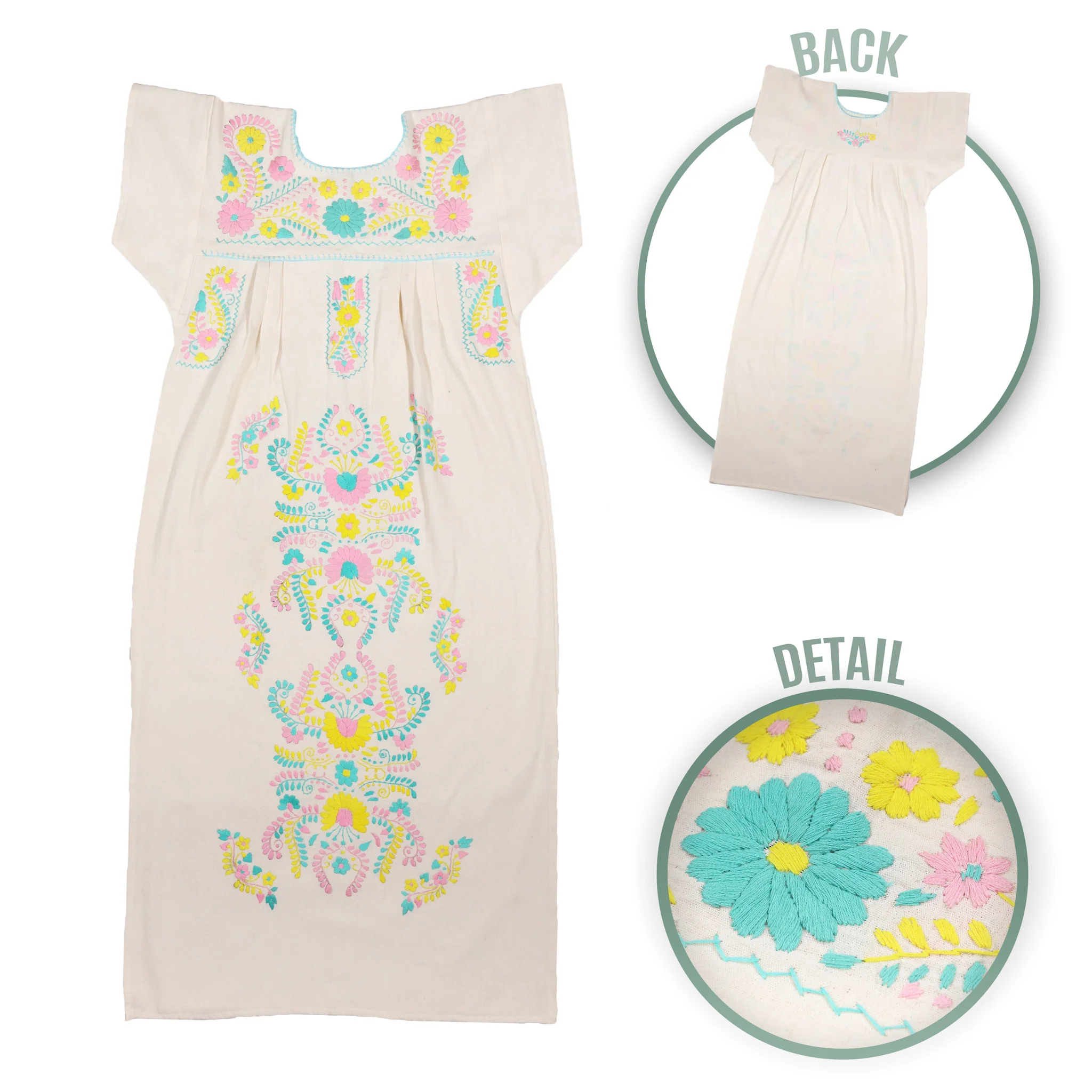 Chilac Floral Embroidered Mexican Long Dress - Image 17