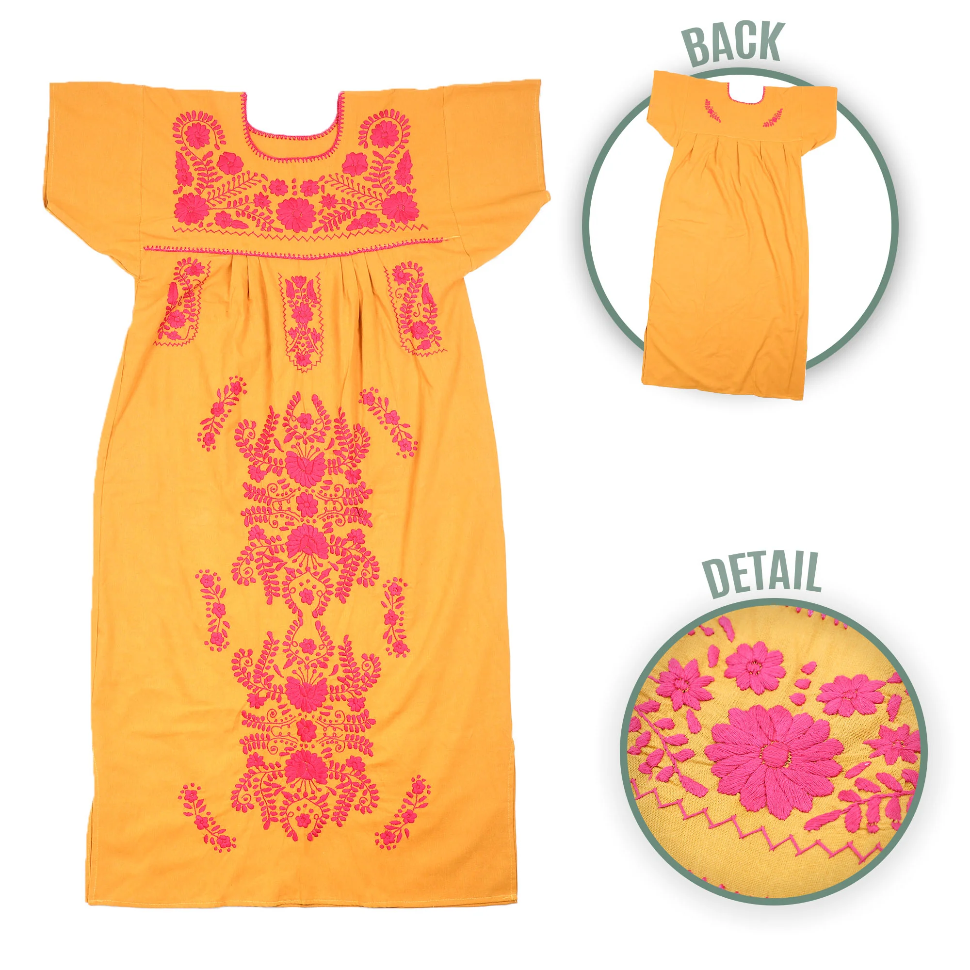 Chilac Floral Embroidered Mexican Long Dress - Image 22