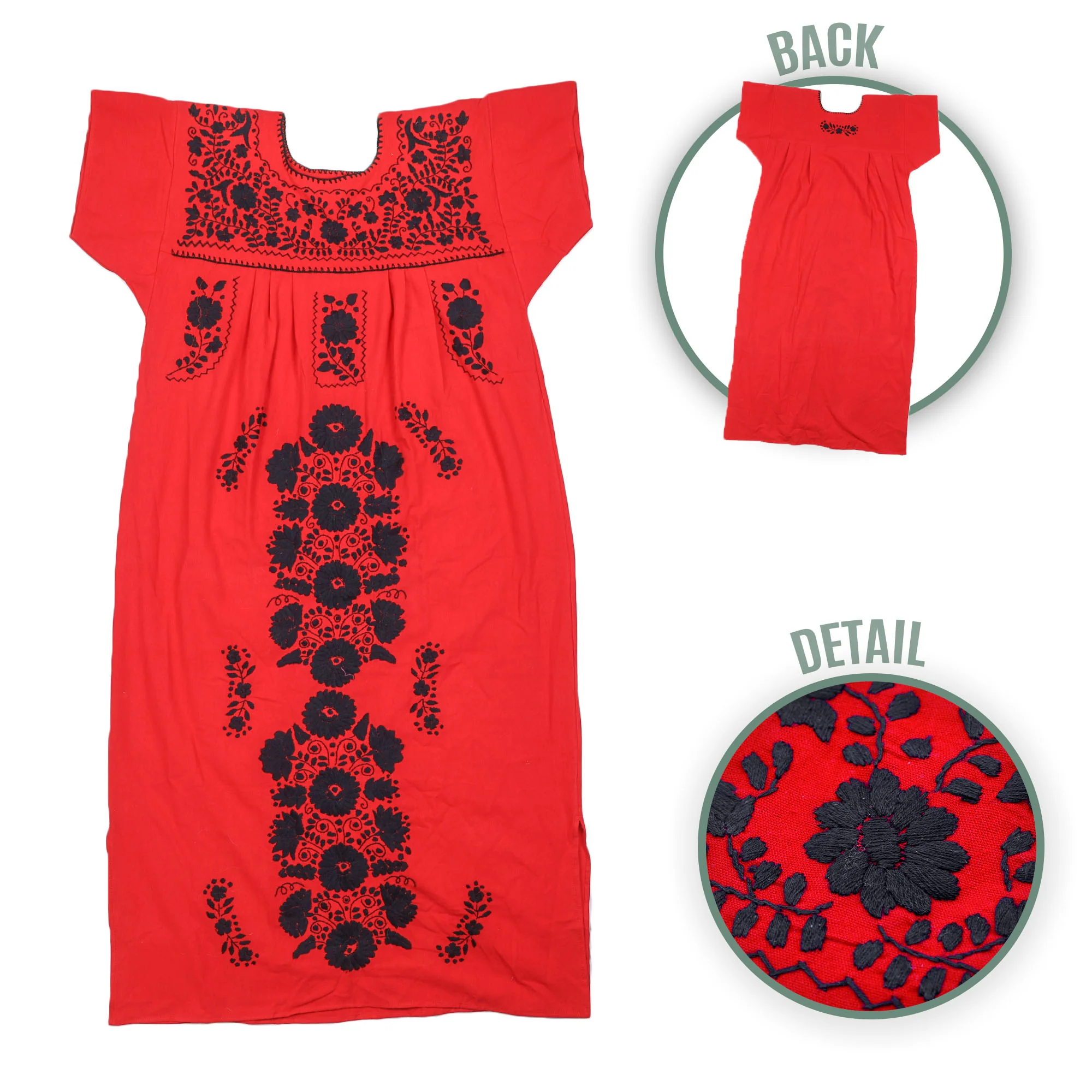 Chilac Floral Embroidered Mexican Long Dress - Image 23