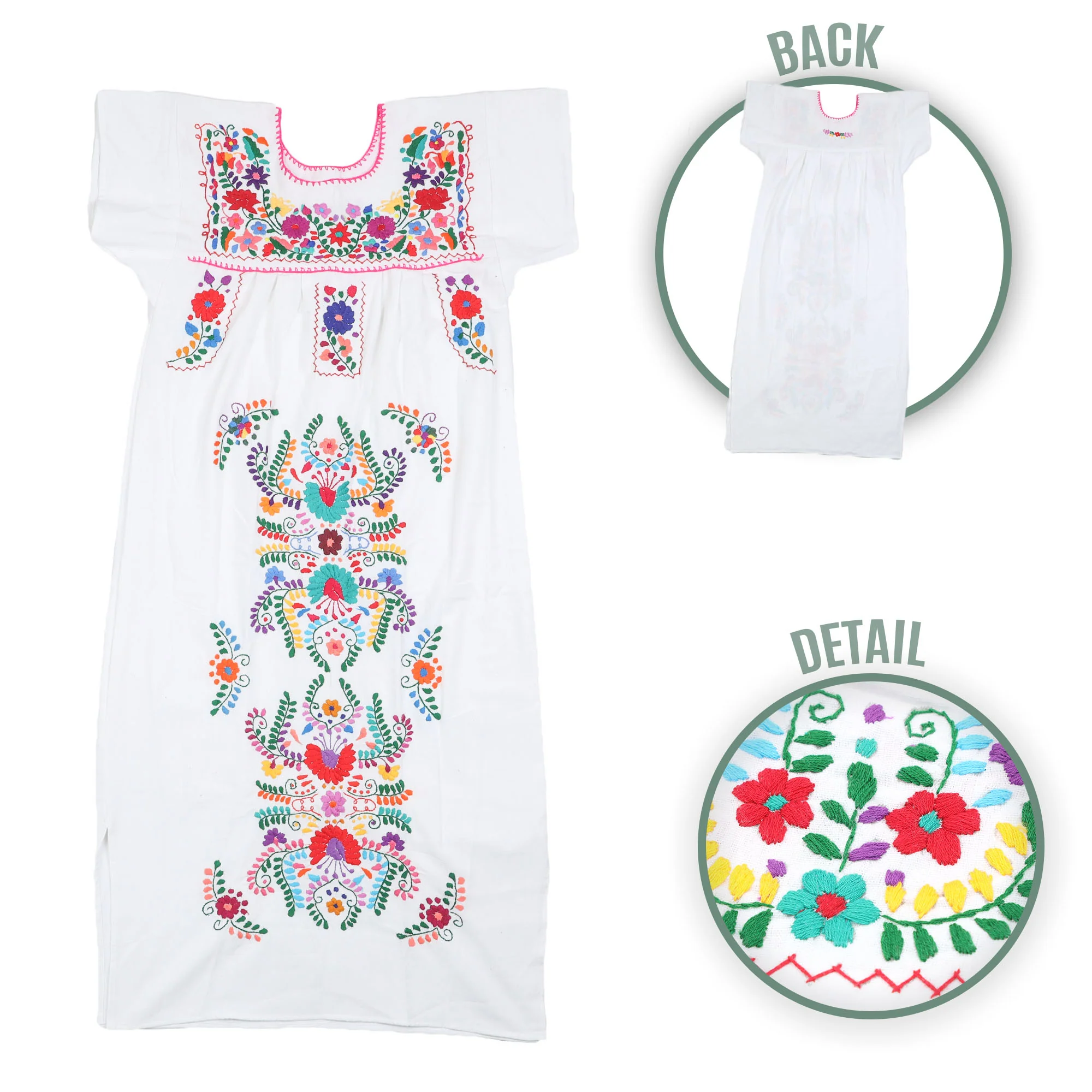 Chilac Floral Embroidered Mexican Long Dress - Image 24