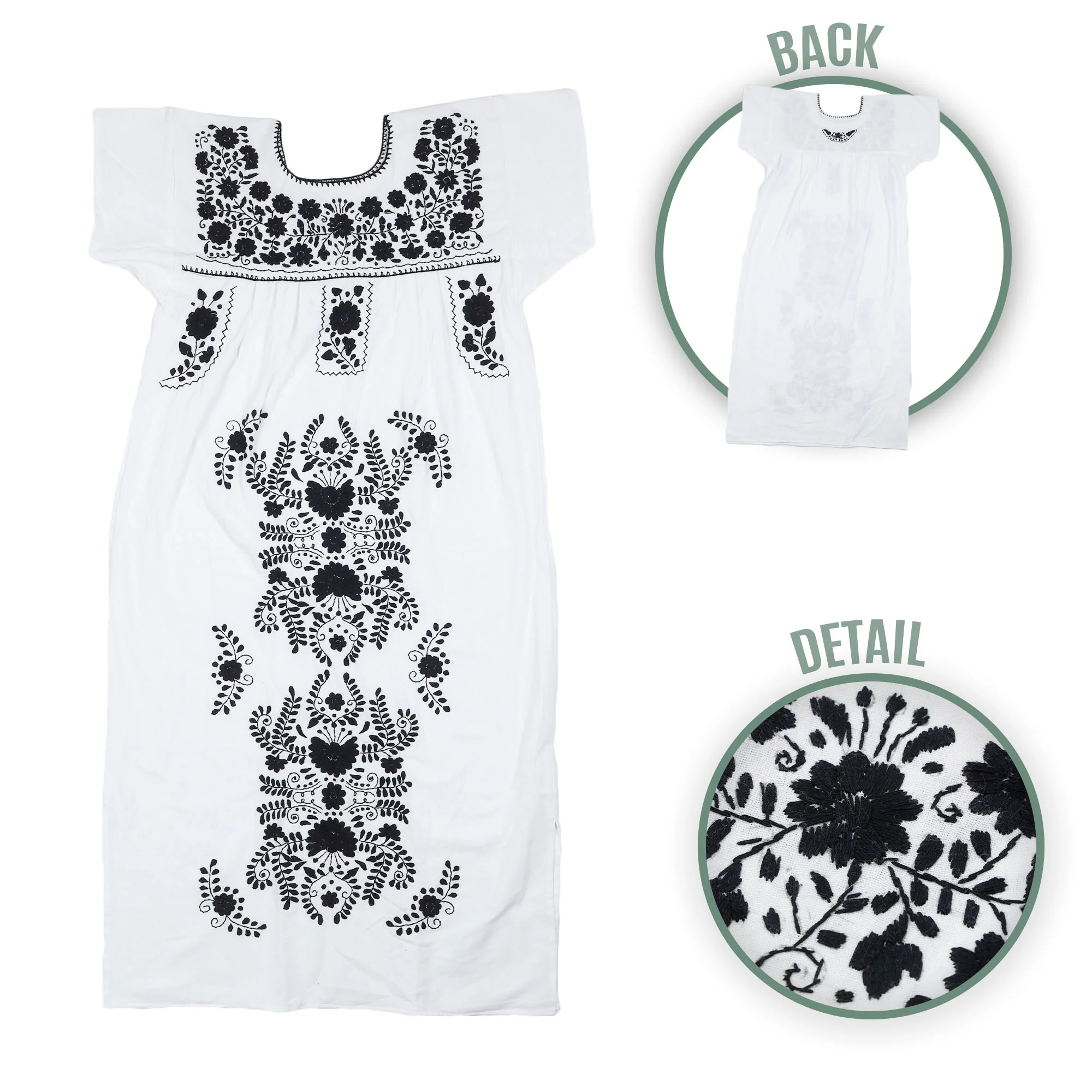 Chilac Floral Embroidered Mexican Long Dress - Image 25