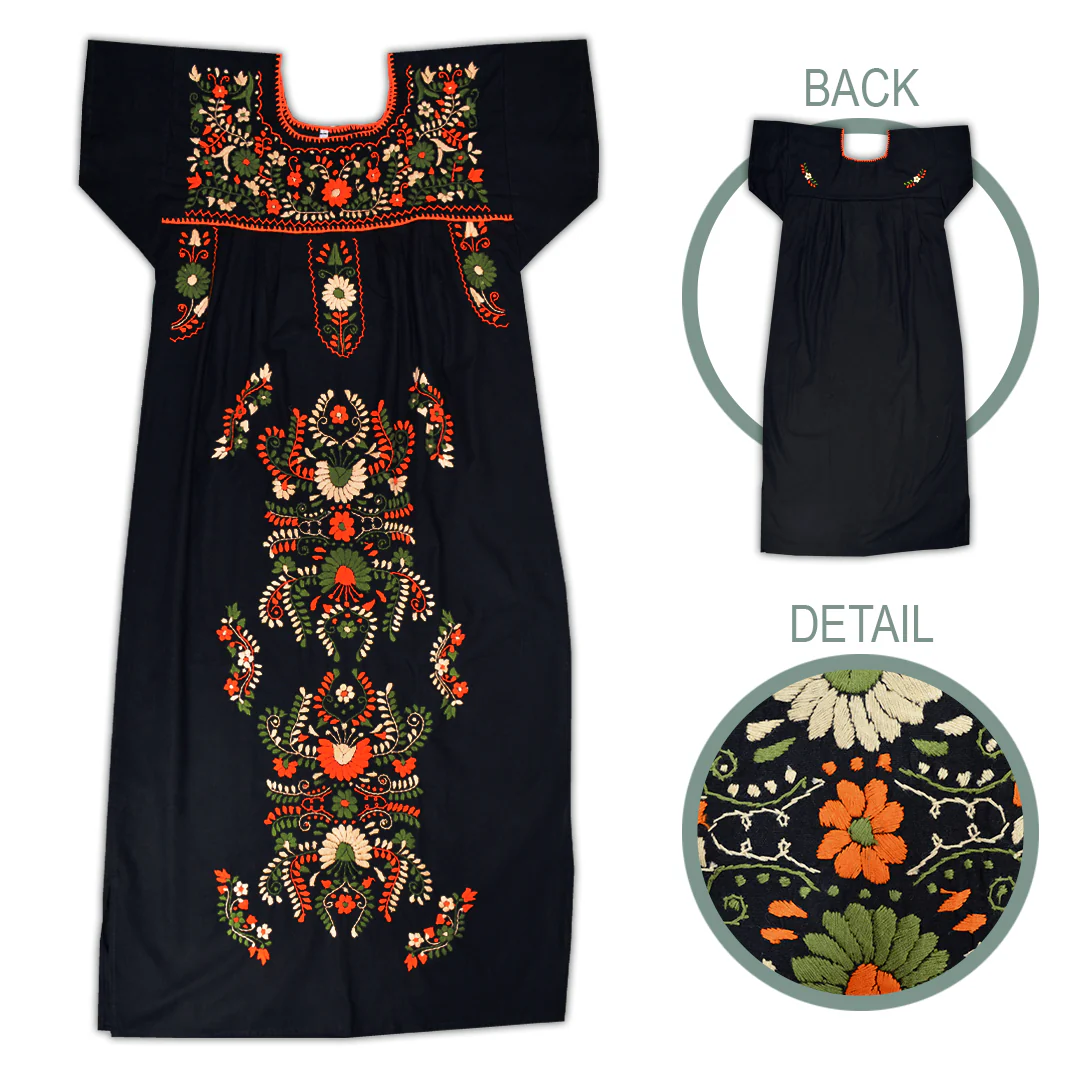 Chilac Floral Embroidered Mexican Long Dress - Image 27