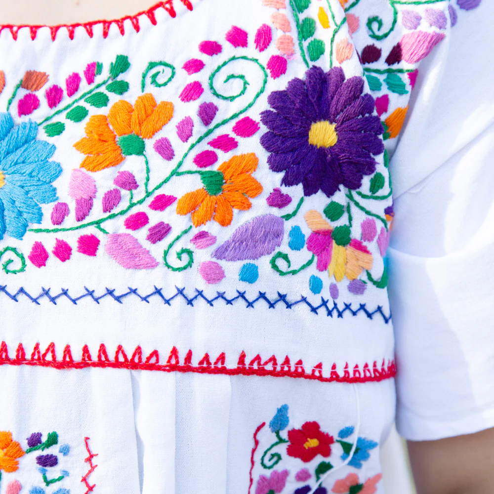 Chilac Floral Embroidered Mexican Long Dress - Image 3