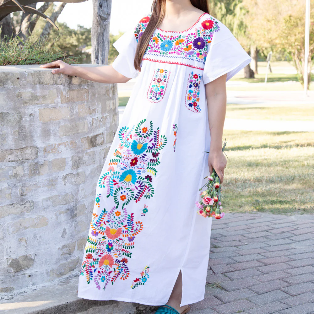 Chilac Floral Embroidered Mexican Long Dress - Image 32